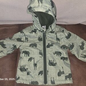 Little Me Green Animal Print Puffer Jacket